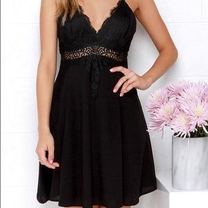 Lulu's black lace slip dress NWT